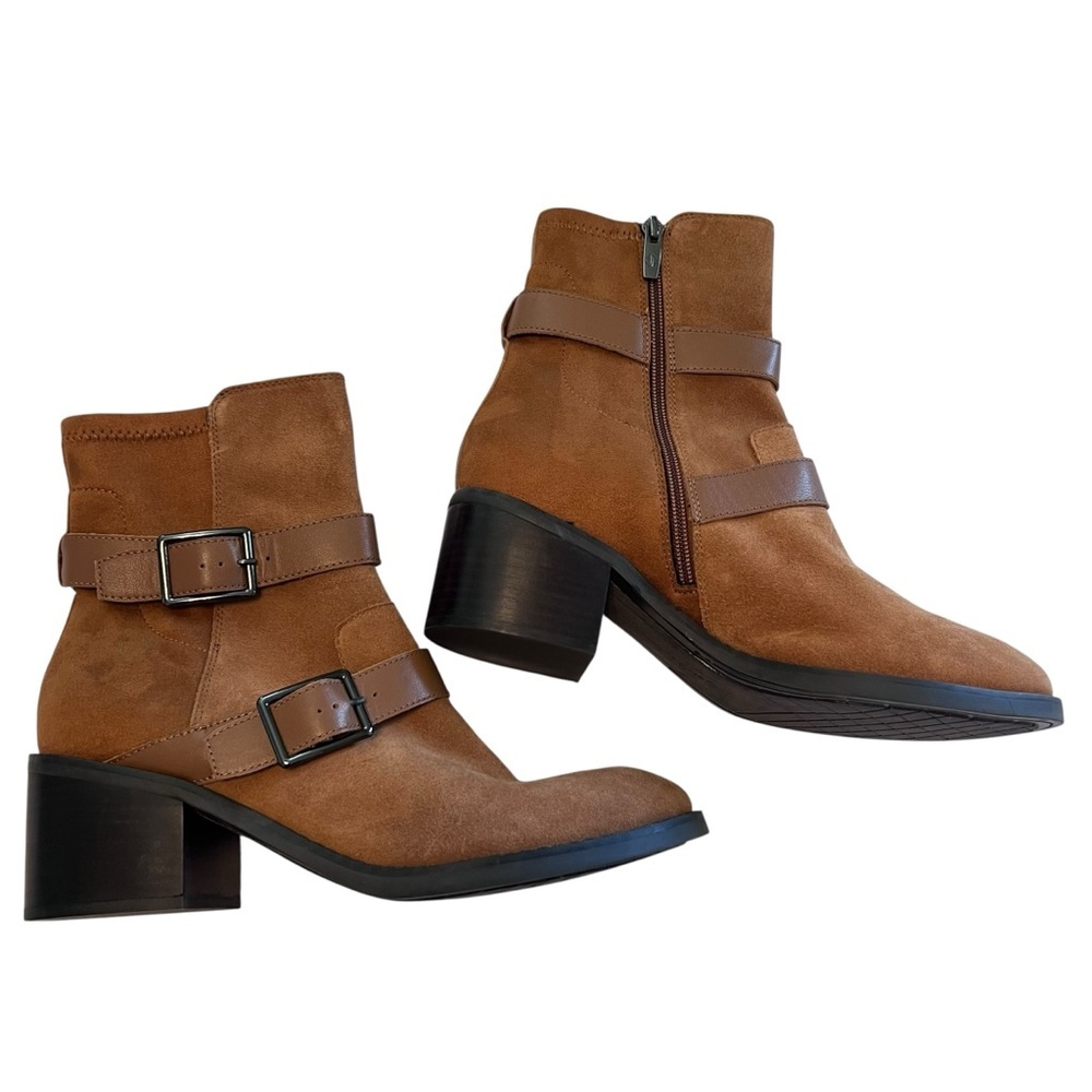 Donald J Pliner Darby Suede Leather Buckle Ankle Boots Tan Brown‎ Size 9M